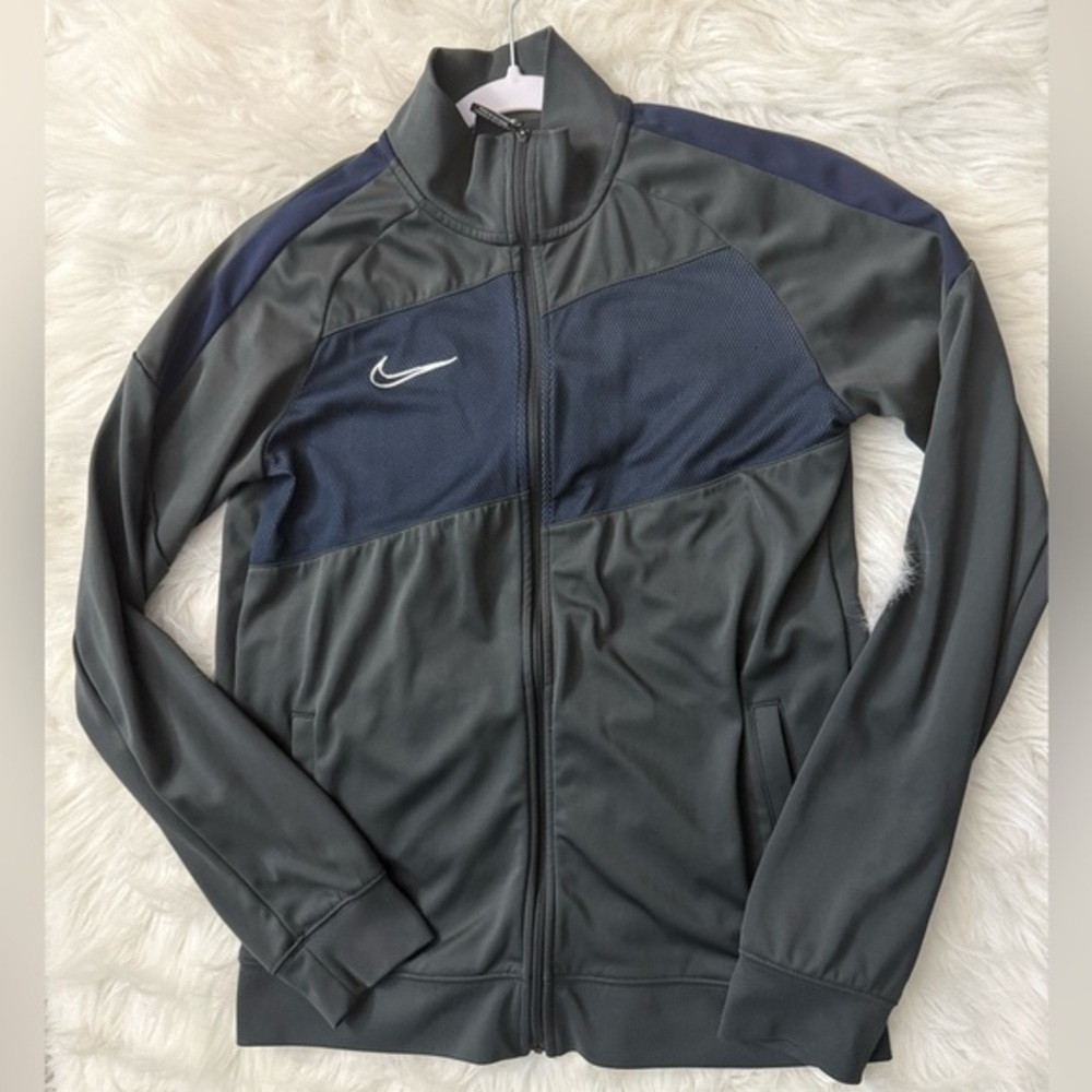 Nike Gray and Navy Zip-Up Lightweight Kids Track Jacket